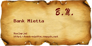 Bank Mietta névjegykártya